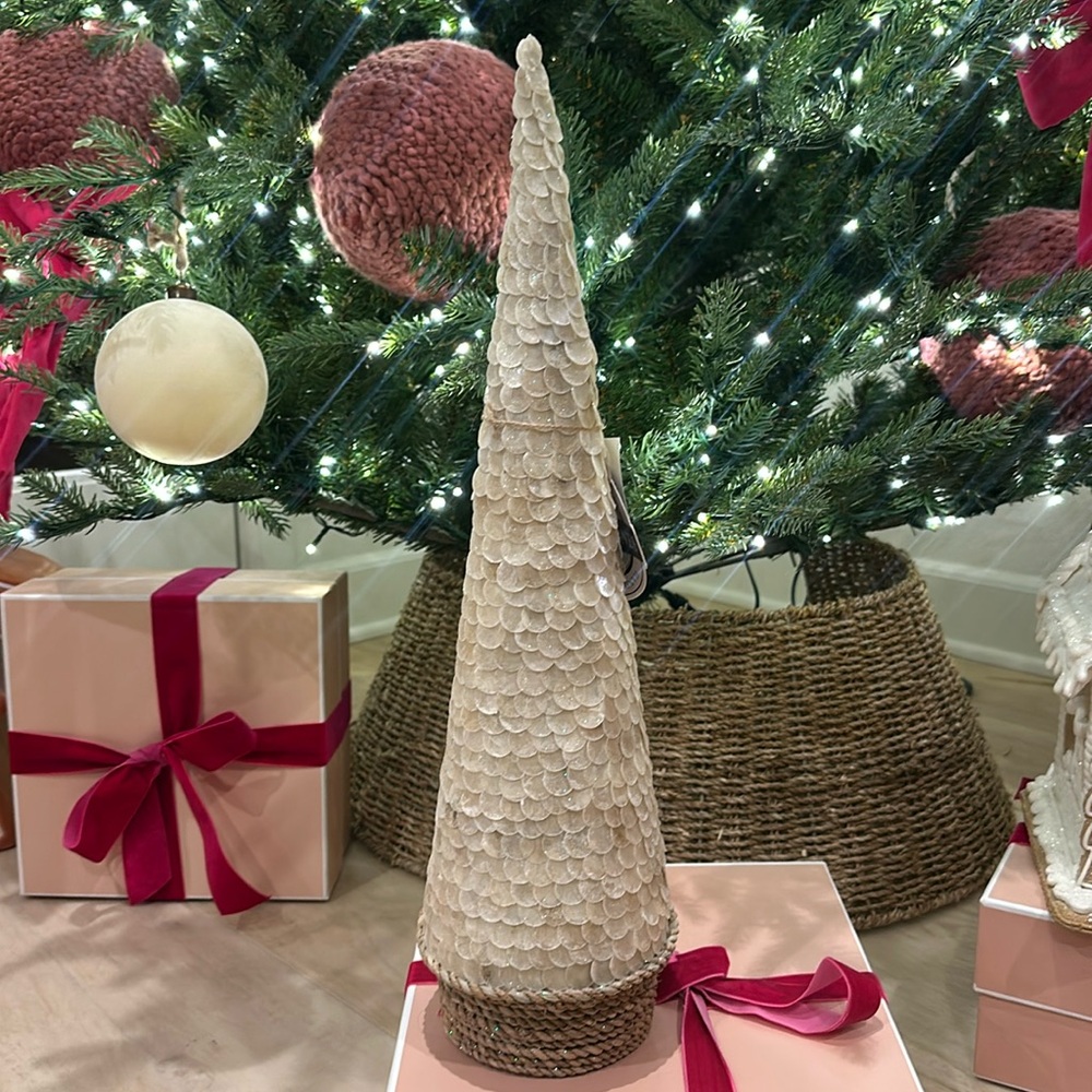 Seashells beach themed ocean house Christmas tree table top decoration 19.5"